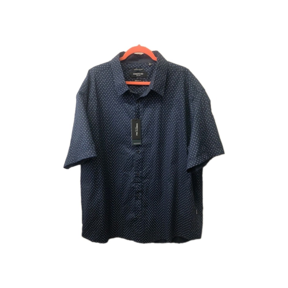Kenneth Cole New York Men's Dress Shirt‎ Size 3X Navy White Dot Pattern NWT